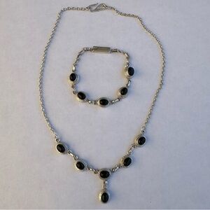 925 Silver and Onyx Necklace and Bracelet